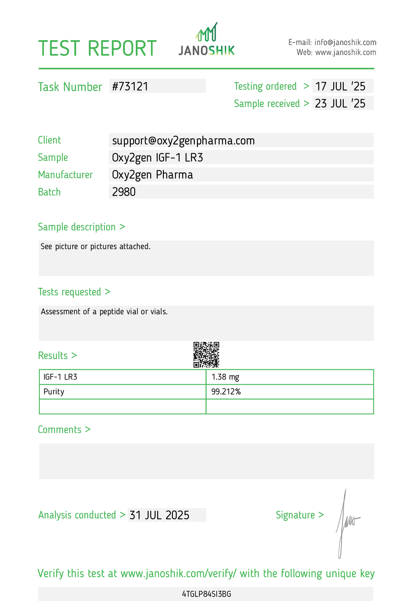 IGF-1 LR3 (Receptor Grade) Vial 1.3 mg